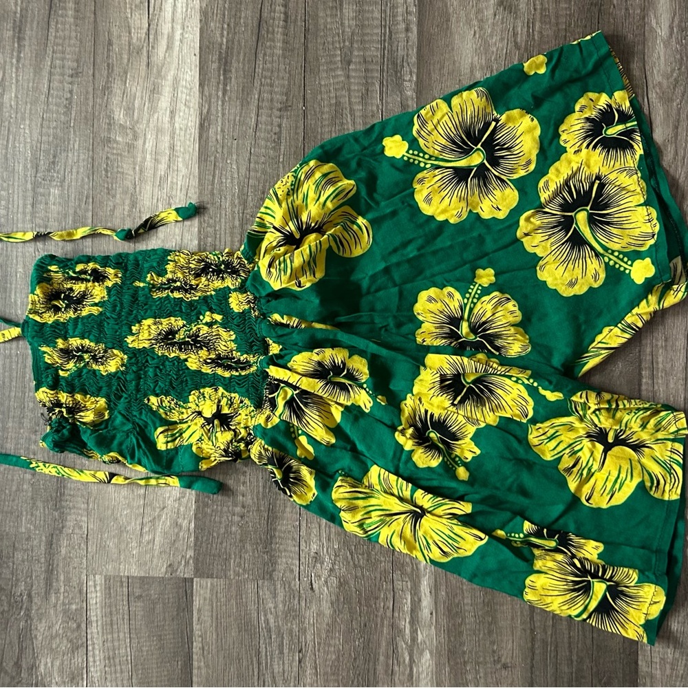 Floral Green and Yellow Dress